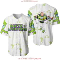 Toy Story Buzz Lightyear Baseball Jersey Men's Women's Short Sleeve Button Up Shirt Disney Baseball Jersey Casual Sports Shirt