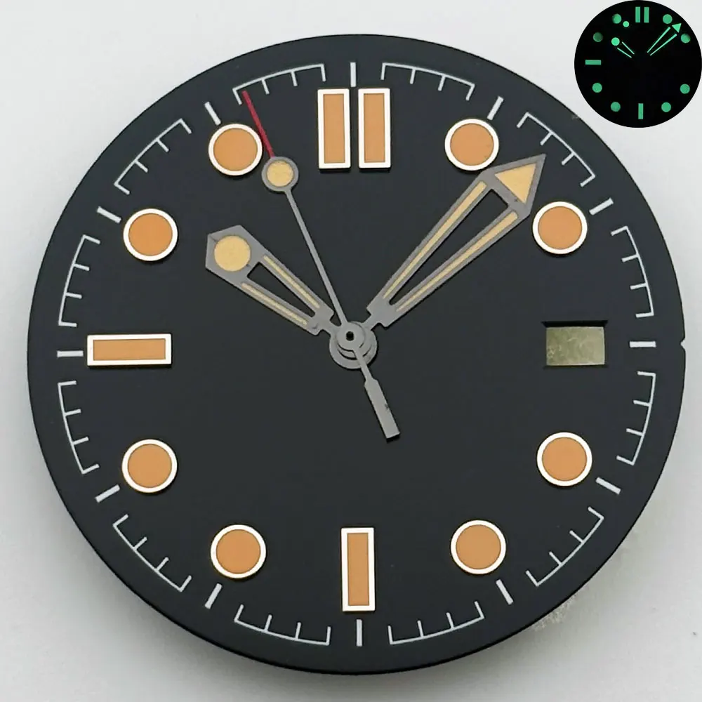 31MM vintage black Seamaster Diver 300M watch dial hands C3lumiouns suitable for NH34 NH35 NH36 automatic movement modificatio