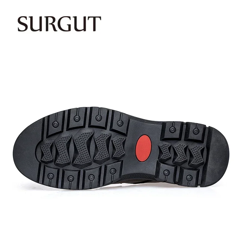 SURGUT 2024 New Men Cow Leather Shoes Men Casual Breathable Shoes Non-slip Masculino Working Outdoor Walking Shoes Plus Size 50