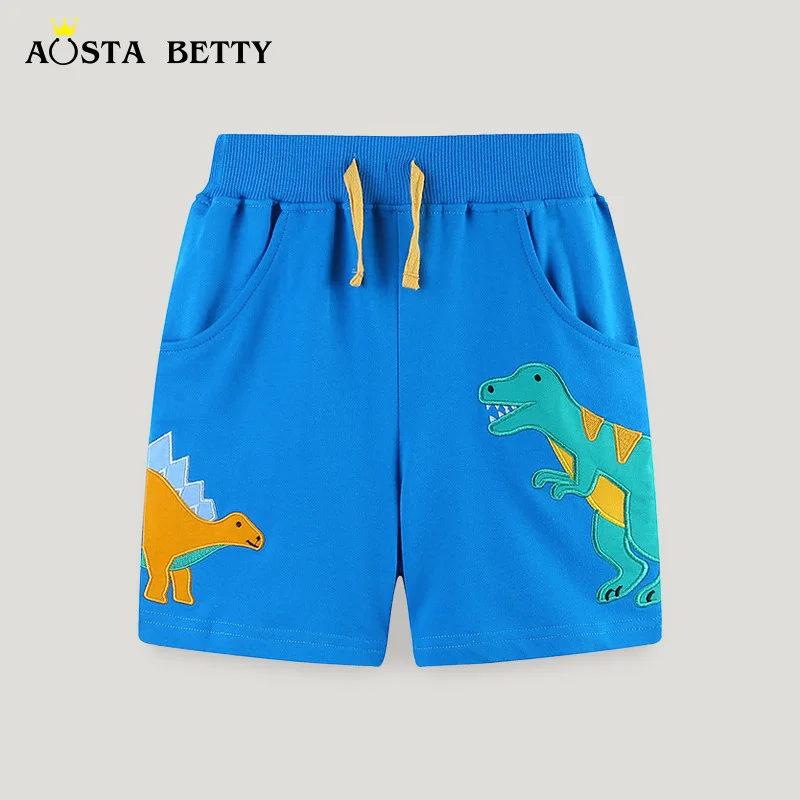 

2025 Summer European And American Style Boys Shorts Cartoon Dinosaur Embroidery Tape Pants 2-7Years Kids Mid-length Pants