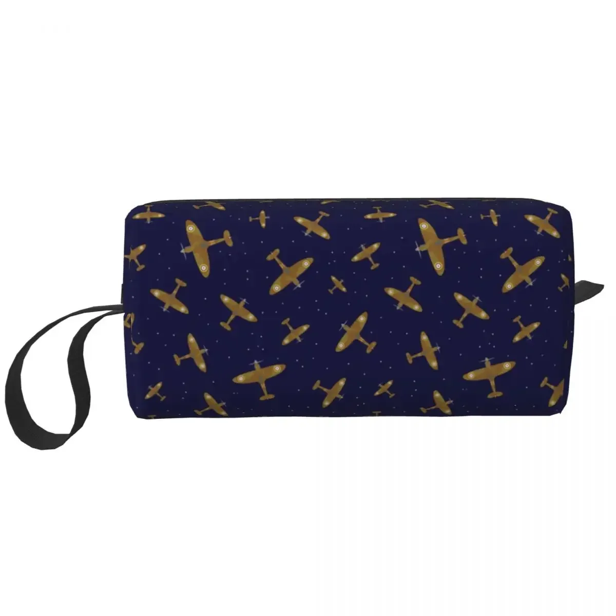 Spitfire War Planes In Flight On Navy Blue Travel Cosmetic Bag Pilot Toiletry Makeup Organizer Ladies Beauty Storage Dopp Kit