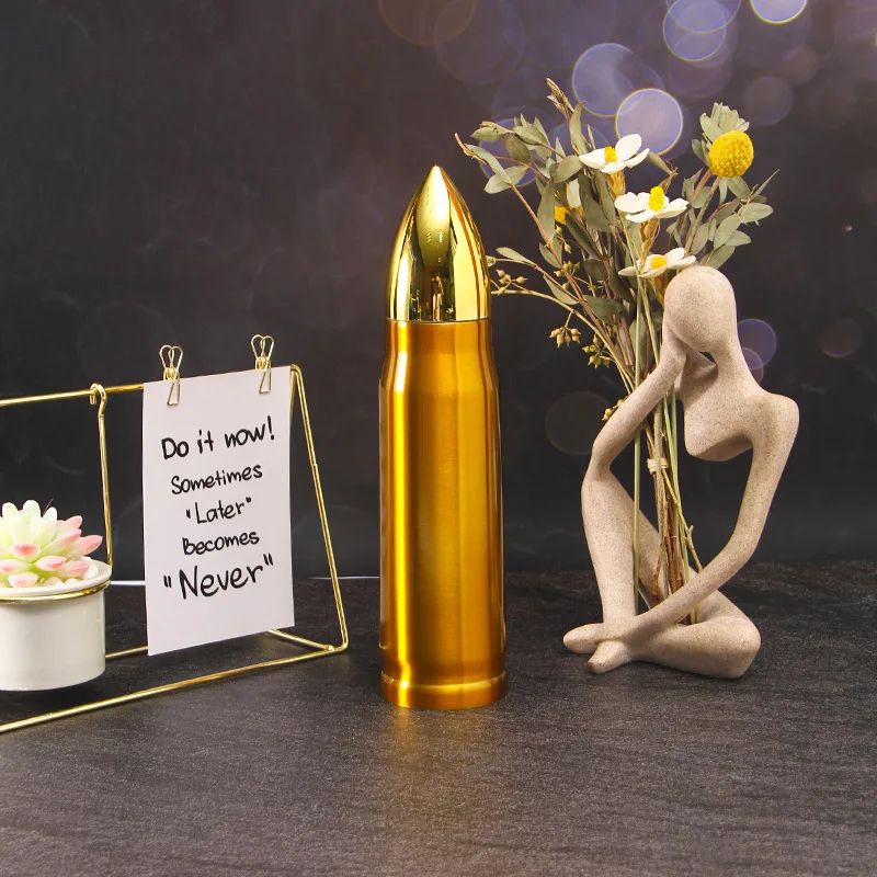 Drinking Bottle Vacuum Stainless Steel Insulation Cup Double Layer Bullet Head Thermos bottle Rocket Cup Tumbler