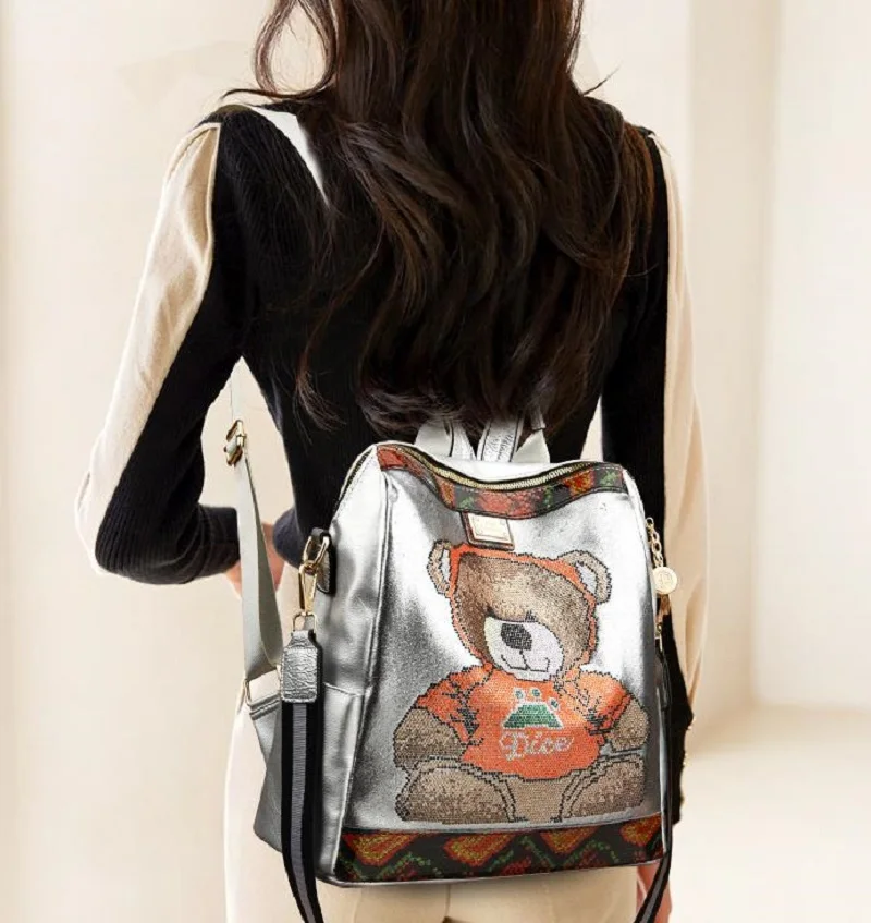 New Fashion High Quality Soft Leather Travel Backpacks Women's Large Capacity Double Shoulder Bags Crossbody Bag Laptop Bagpack