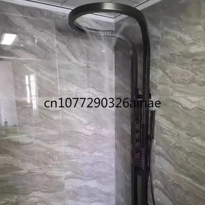 Imagem -05 - Conjunto de Cabeça de Chuveiro de Banheiro High-end Cobre Puro Doméstico Suspensão de Parede Superfície Giratória Arma Montada Cascata Inovadora Cinza