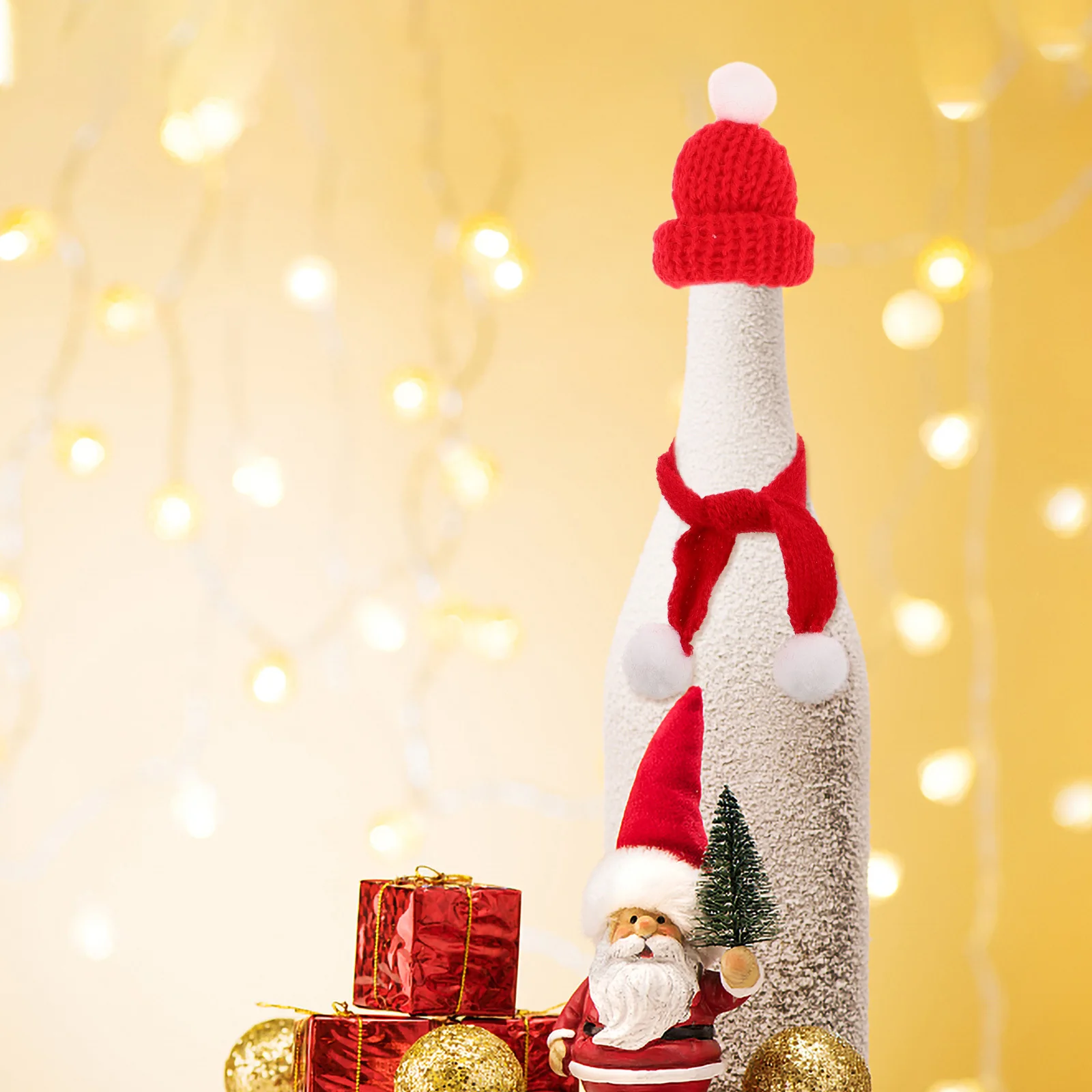 

40Pcs Mini Christmas Hats and Scarves Set Knitted Soft Yarn Holiday Accessories Mini Knit Scarf Winter Outfit Festive Season