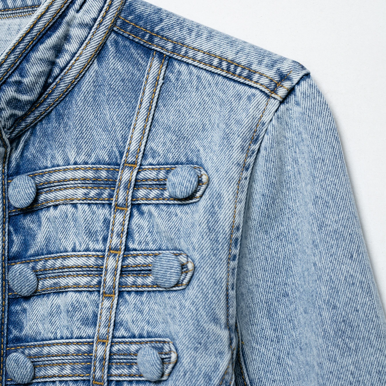 KASLEAD Fashionable Women's Denim Jacket with Waist-Cinching Buttons Long Sleeve Polyester Fiber European Style Summer 2026