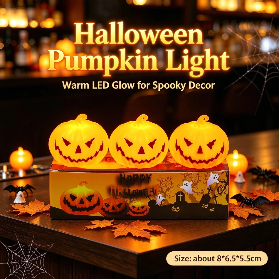 2026 New Halloween Pumpkin LED Lights,Warm Glow Pumpkin Table Decor for Home Bar Indoor Party Holiday Atmosphere Ornament Gift