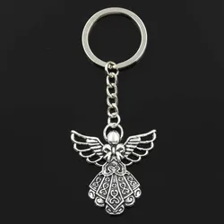 New Fashion Keychain 42x38mm Guardian Angel Pendants DIY Men Silver Color Car Key Chain Ring Holder Souvenir For Gift