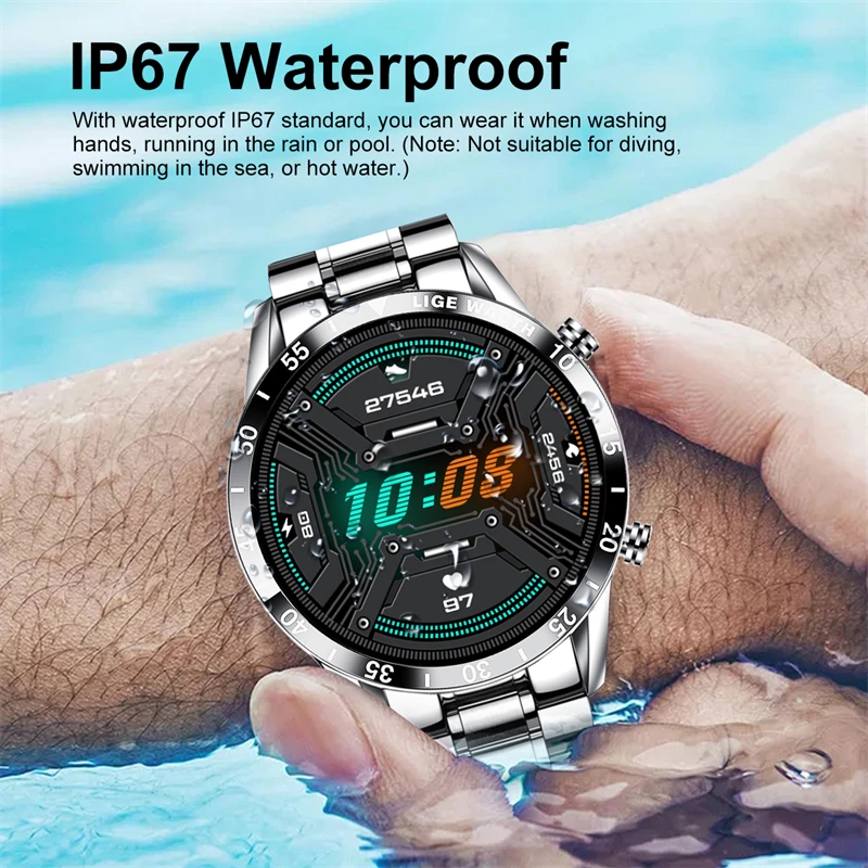 LIGE 2024 Astuto Della Vigilanza Per Gli Uomini Cerchio Completo Touch Screen Bluetooth Chiamata Uomini Smartwatch Impermeabile Sport Attività Orologio Fitness + Box