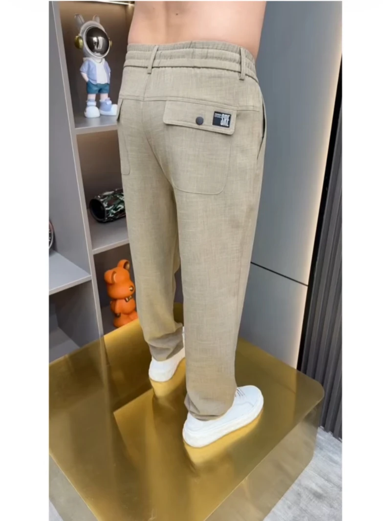 Men's Summer New Style Lyocell Linen Casual Pants Fashion Quick Dry Straight Leg Youth Trendy Brand Quality Right Angle Pants