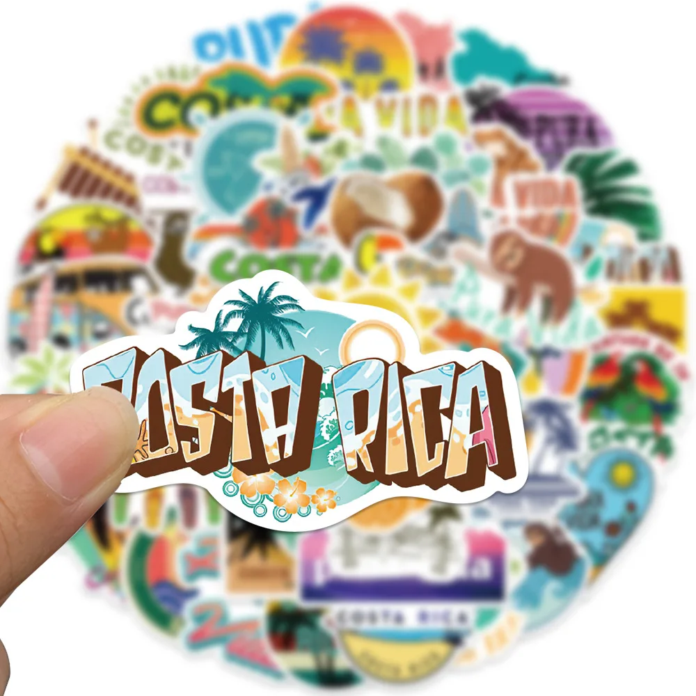 10/25/50pcs Costa Rica Pura Vida Graffiti Stickers Cartoon for DIY Guitar Laptop Phone Motorcycle Skateboard Helmet Car