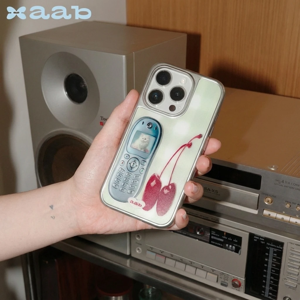„Millennium Call Y2K“ schwarze, stoßfeste Handyhülle mit Rand für iPhone 17, 16, 15, 14 Pro Max