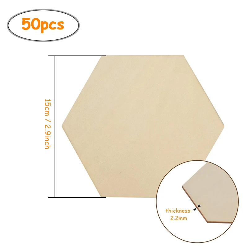 2 pezzi 15 cm ritagli esagonali in legno non finiti, fette esagonali in legno grezzi per artigianato fai da te pittura colorazione sottobicchiere