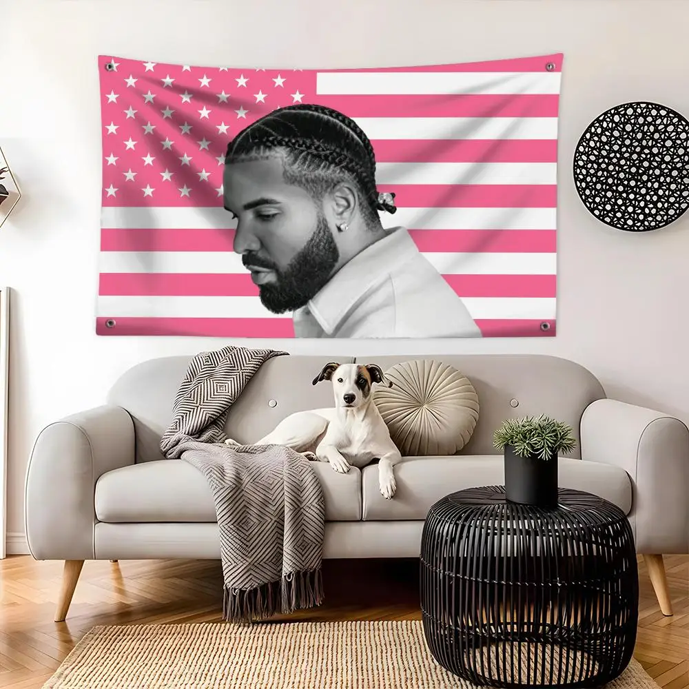 D-Drake Hip Hop Fan Flag Flags Wall Hanging Banner Background Art Print for Bedroom Living Room Outdoor Decor