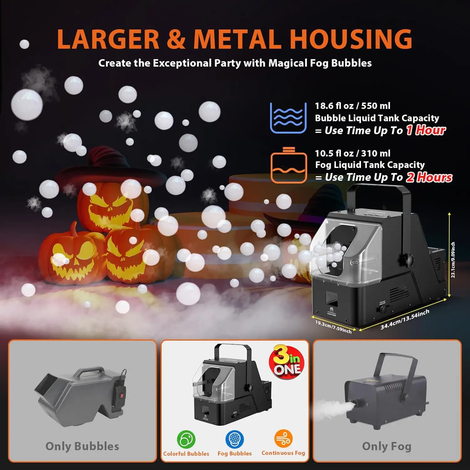 ワイヤレスリモコン付きバブルフォグマシン,3-in-1,400w