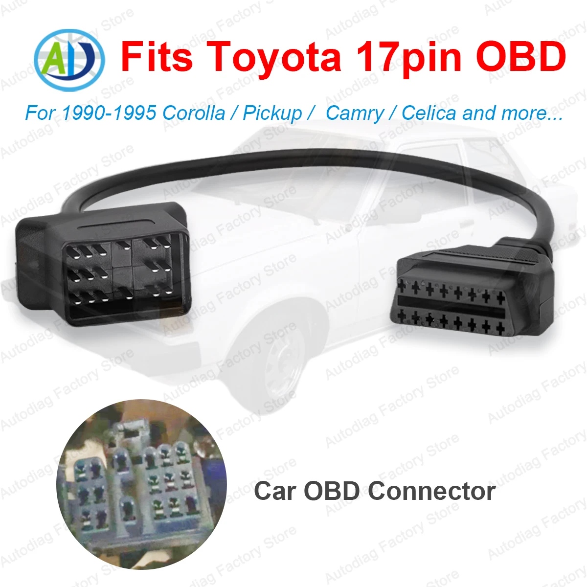 For Toyota 17Pin OBD Connector OBD2 Diagnostic Cable 17 Pin to 16 Pin OBD1 OBD2 Adapter for OBD2 Interface Scan Diagnostic Tools