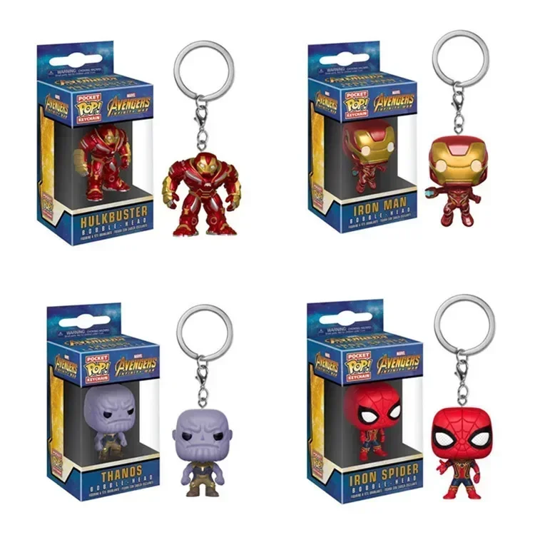 FUNKO Pop Marvel vengadores Infinity War IRON MAN IRON Spider THANOS Hulkbuster bolsillo Pop llavero Bobble Head figuras de vinilo Juguetes