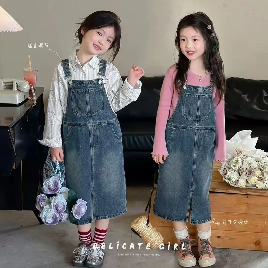 

Girls' Summer Dress 2026 New Children's Dress Baby Dress Denim Dress Fashionable And Stylish Children's Shoulder Strap Dress