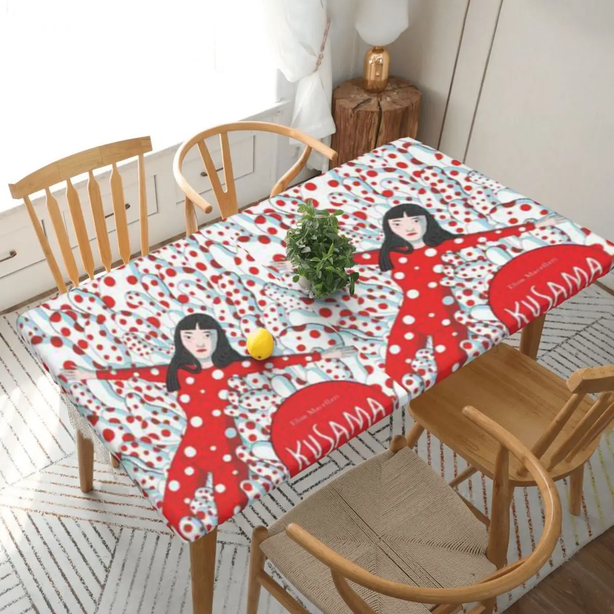 Yayoi Kusama Abstract Painting Custom Rectangular Tablecloth Waterproof Table Cover for Dining Events Table Cloth