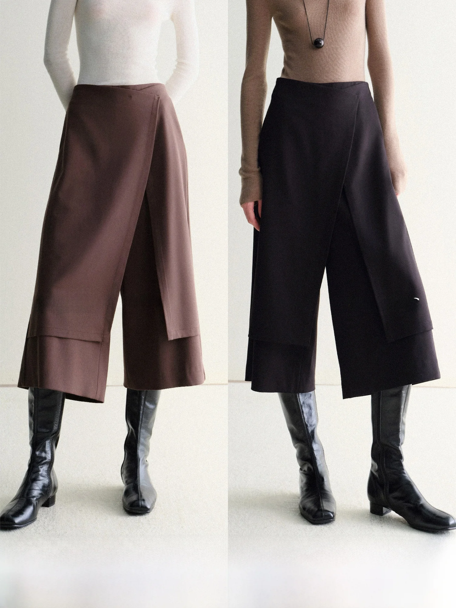 

Faionable Wool Blend Wide Leg Pants A-Line Suit Jaet Layered Design Seven-Foot Sakamoto Trousers Casual Leisure Pants