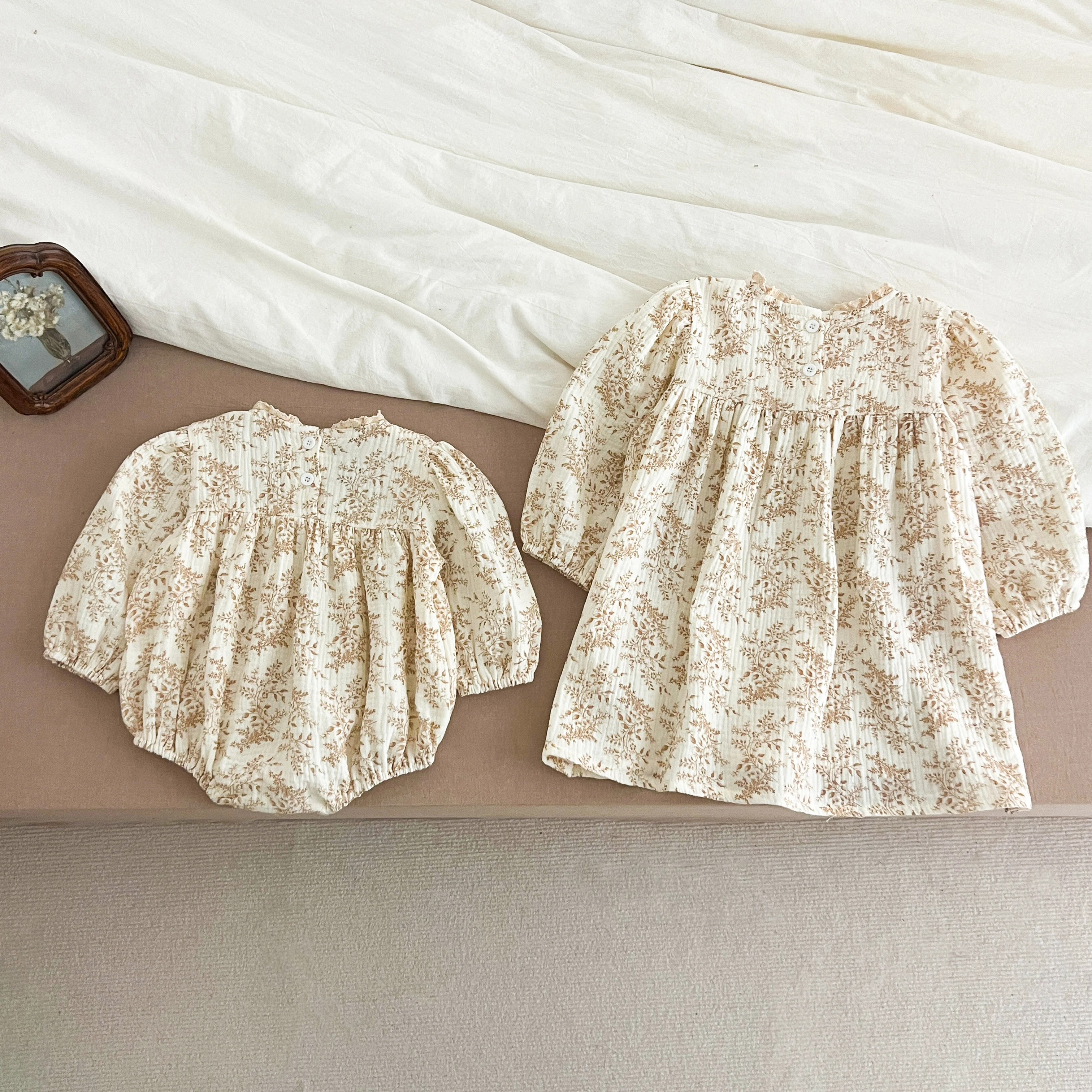 Neue Schwestern Kleid Infant Baby Mädchen Spitze Kragen Kleid Strampler Kinder Mädchen Vintage Blumen Prinzessin Kleid Familie Kleidung Strampler – Detail 26