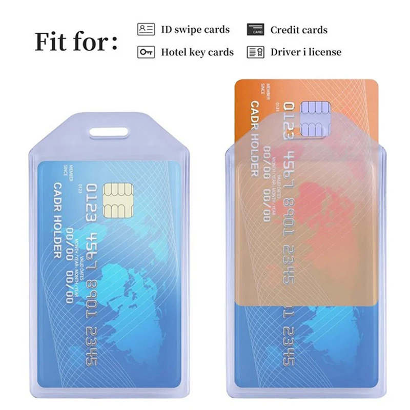 Heavy Duty ID Card Badge Holder, Hard Plastic Vertical Silicone Soft Clear PVC Card Holder Name Tag Holder 57x102mm image 2