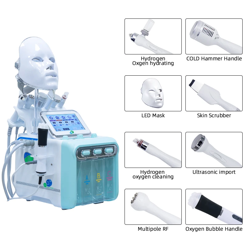 New water oxygen H2-O2 hydro-microdermabrasion bio-lifting water therapy mask acne pore cleaning facial bubble machine skin care