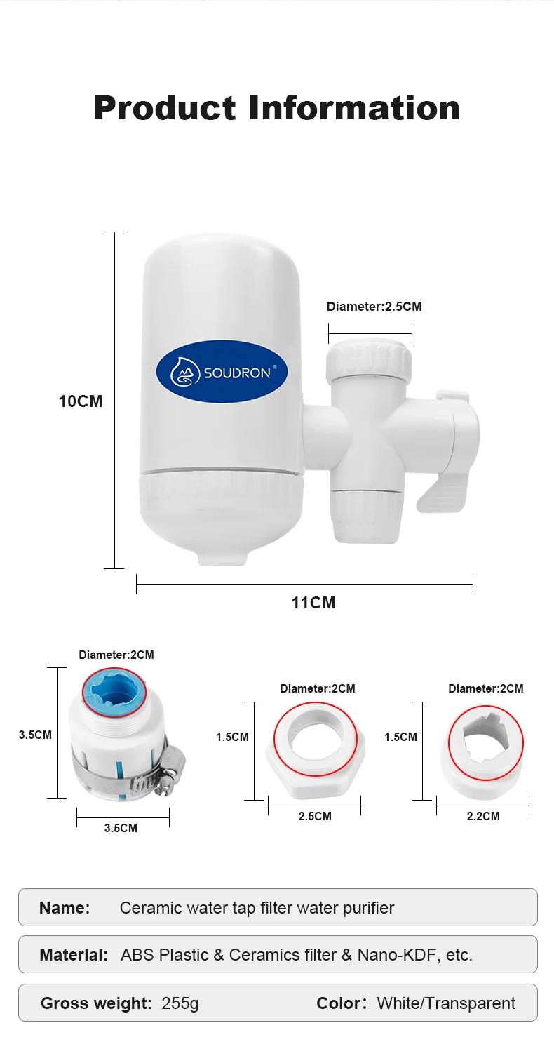 Filtro de água da torneira lavável substituição torneira da cozinha filtro purificador de água de longa duração
