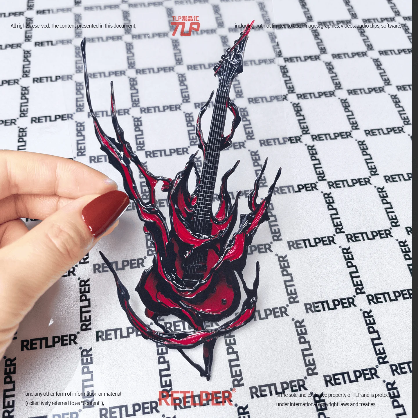 Retlper Hollow-Out Car Sticker Original Volcano Erupt Lava Rock Bass Guitar Decal Flat for Car/Moto