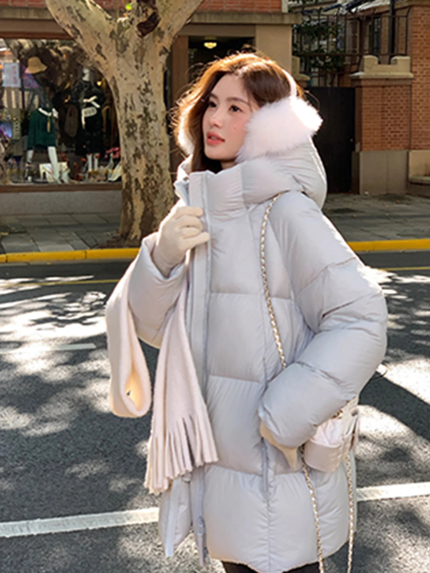 Small Down Jacket for Women Medium to Long 2025 New Style Puff Cotton Jacket Slimming Cotton Jacket Thickened Solid Color
