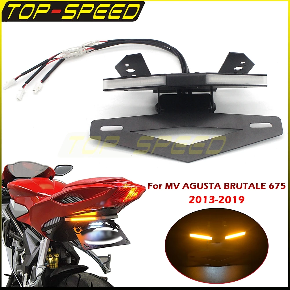 ل MV AGUSTA BRUTALE 675 2013-2019 دراجة نارية الذيل مرتب الحاجز مزيل عدة الخلفية لوحة ترخيص حامل ث/LED بدوره مصباح إشارة #1