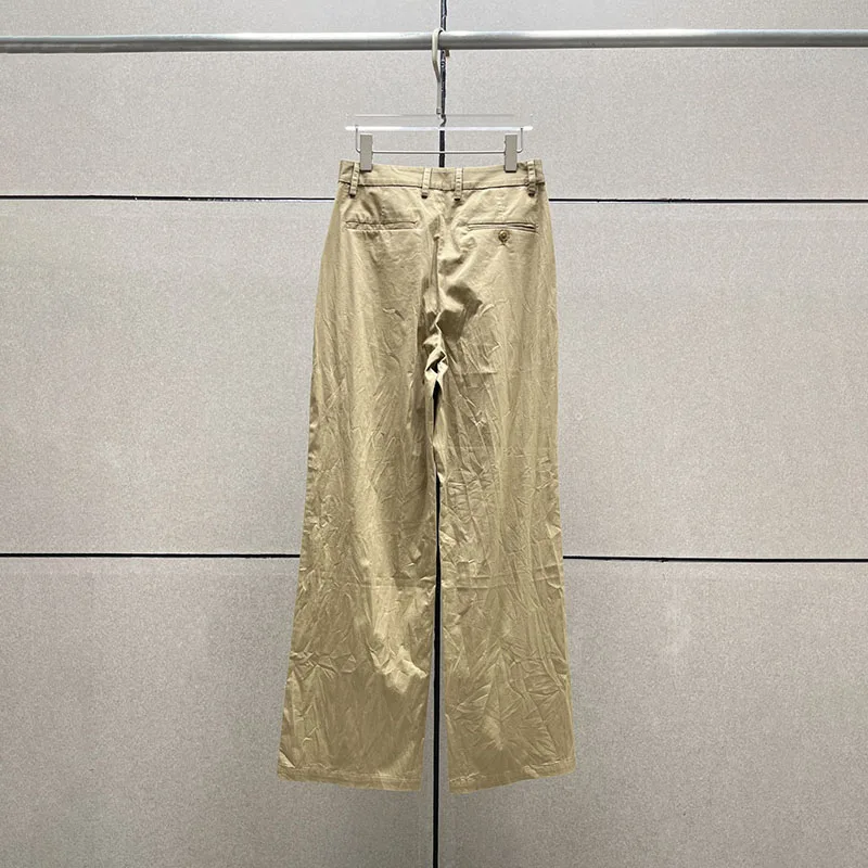 pants y2k spring/summer simple thin wrinkled fabric straight leg trousersWoman trousers2024 high waisted large femme pants