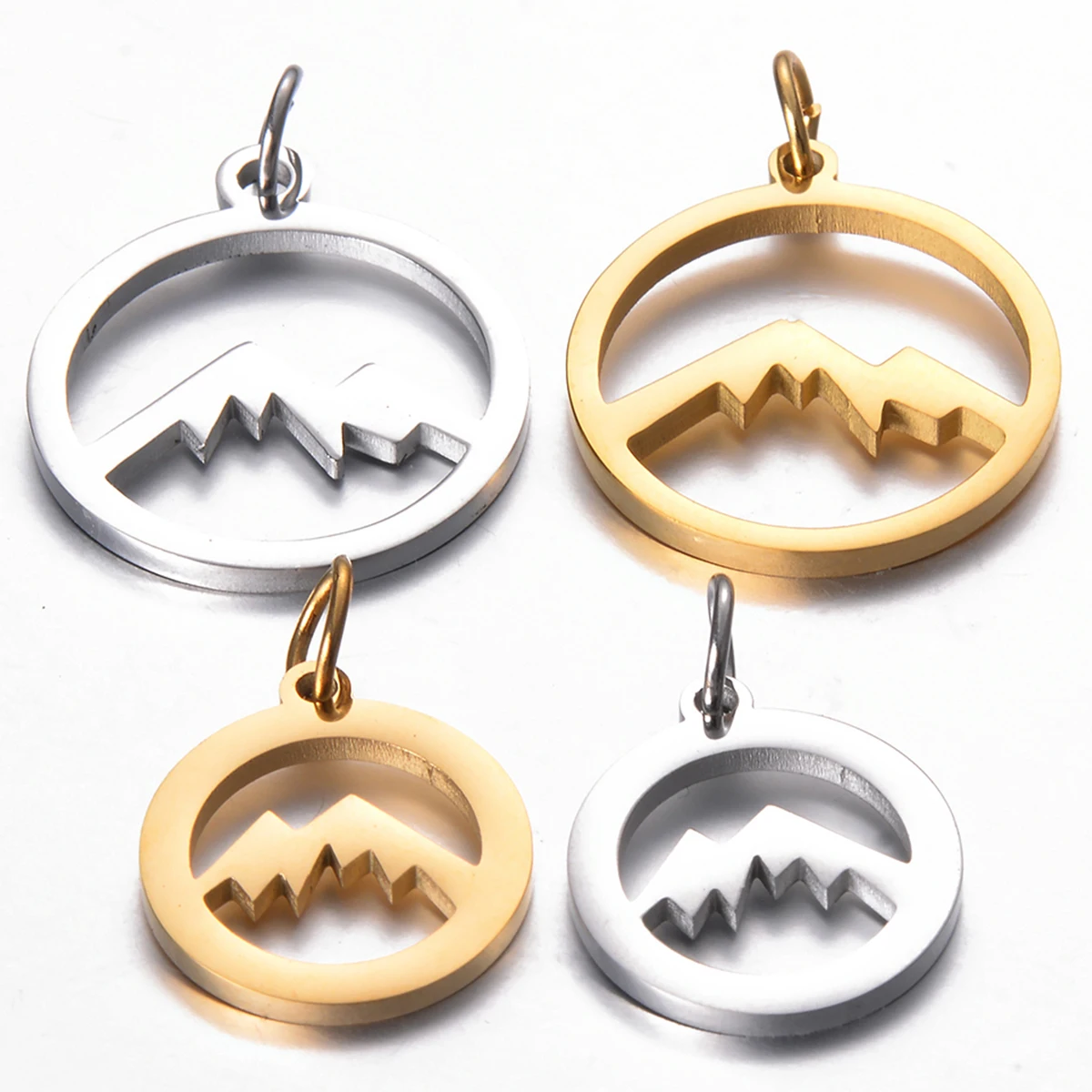 

10pcs/lot DIY Handmade for Earrings Bracelet Jewelry Making Accessories Stainless Steel Mountain Peak Single Hole Metal Pendant