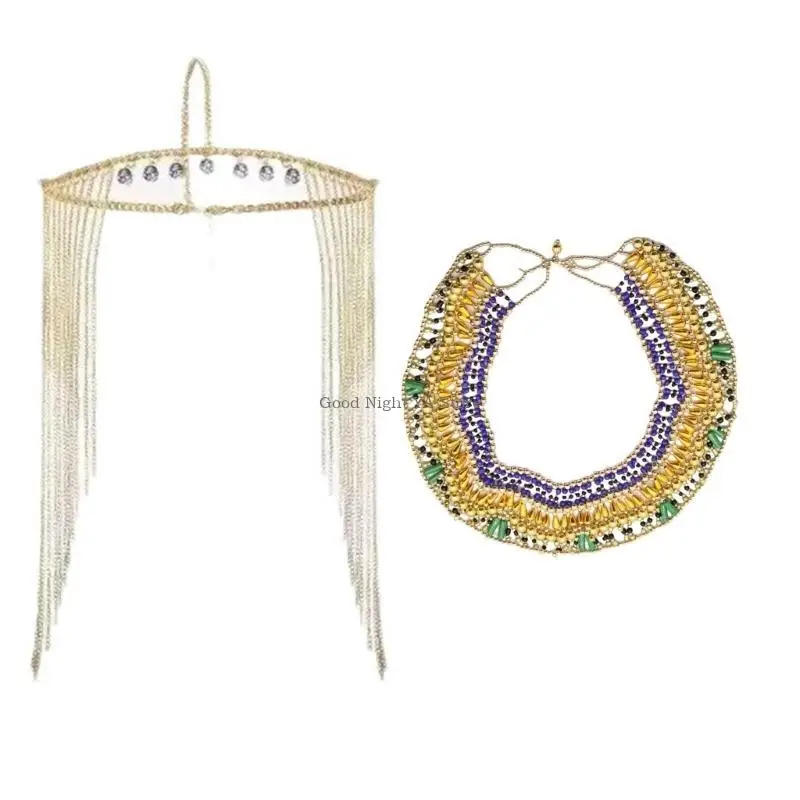 

Египетская бижутерия, аксессуары, цепочка на голову, ожерелье с воротником, браслет в виде змеи