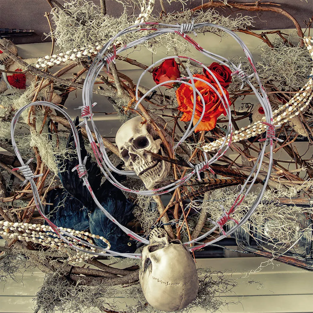 

4pcs Halloween Barbed Wire Fake Plastic Chains Realistic Ornaments Costume Haunted House Decorations Scary Indoor Halloween