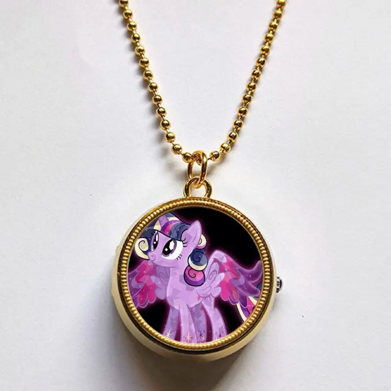 

My Little Pony Twilight Sparkle cute anime cartoon male and female students rotatable pocket watch necklace holiday gift