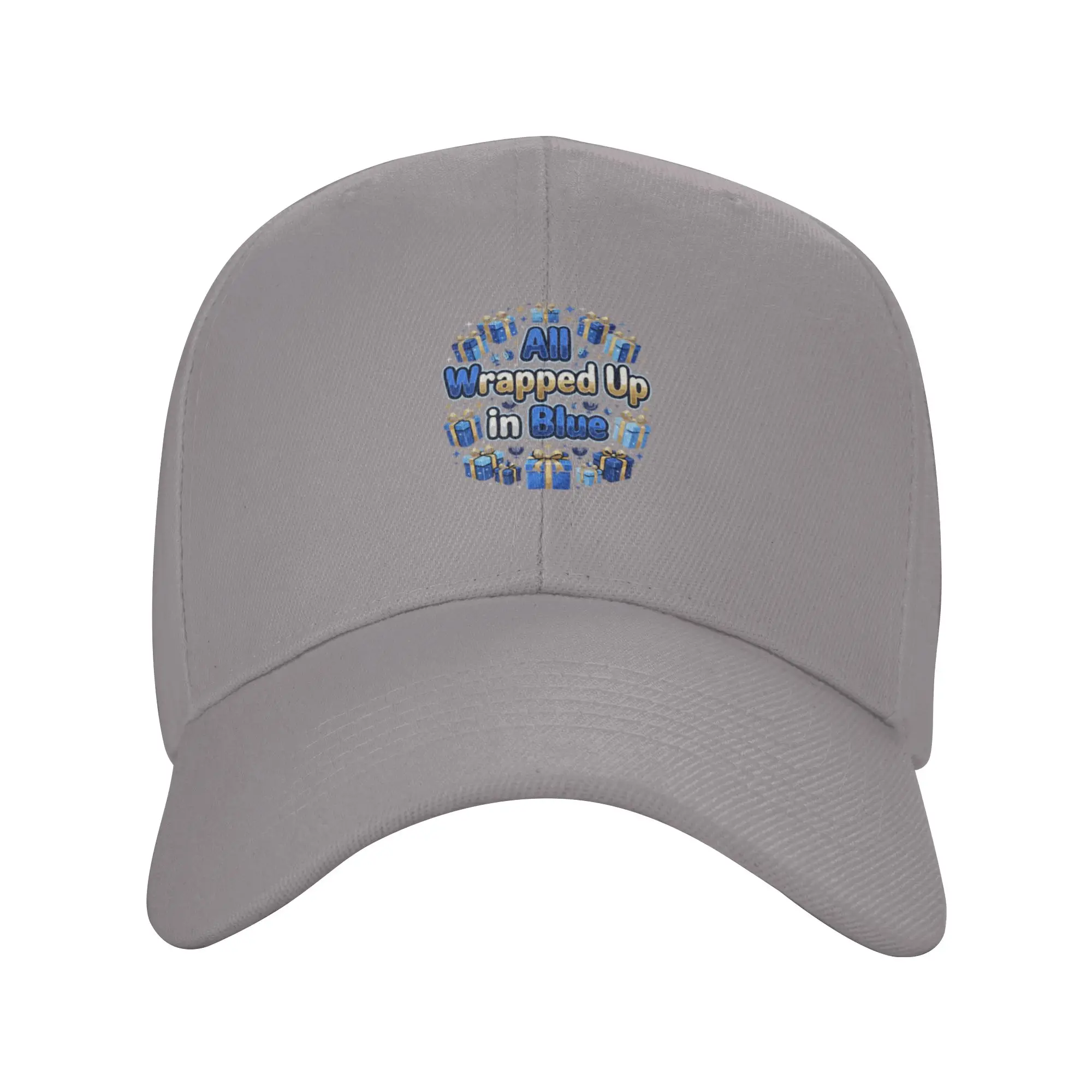All Wrapped Up in Blue Hanukkah Celebration Trendy Baseball Cap Morning Exercise Baseball Cap Headwear