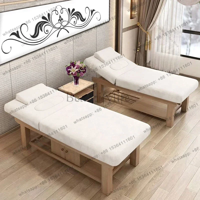 Factory Direct Sales Nordic Solid Wood Massage Tables Multifunctional Designer Beauty Salon Massage Tables Adjustable Furniture