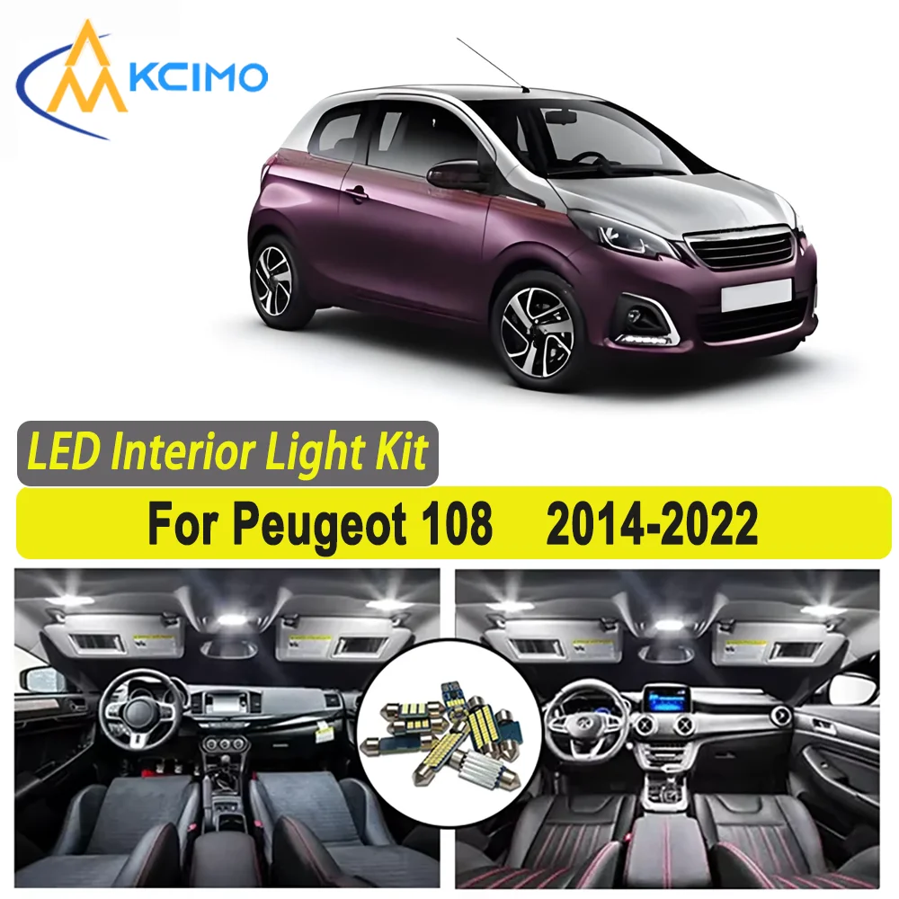 

KCIMO For Peugeot 108 (2014-2022) Premium Bright LED Interior Dome Map Trunk Light Kit Car Led Lamps Canbus New Car LED Lights