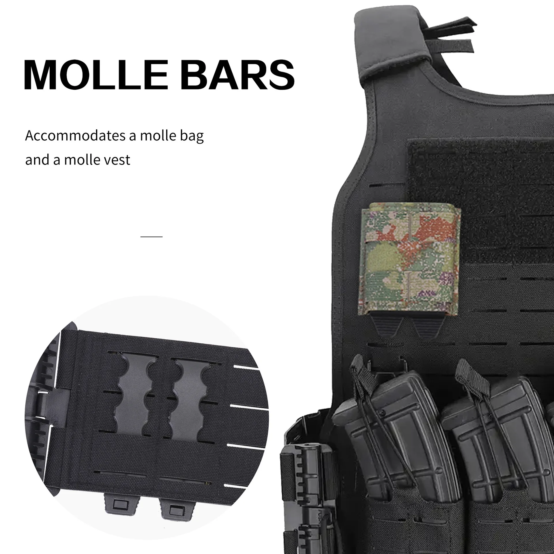 Tactical Durable Molle System Malice Clips Strap Buckle Accessory Nylon Quick Release Strip Fits For Magazine Pouch(2PCS)