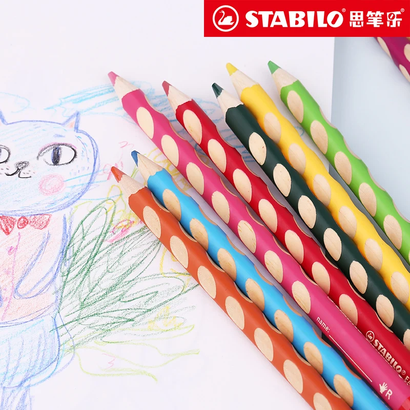 STABILO EASYcolors Colouring Pencils for Right-Handers Comfortable Grip with Sharpener - Assorted Colours (Wallet of 12)