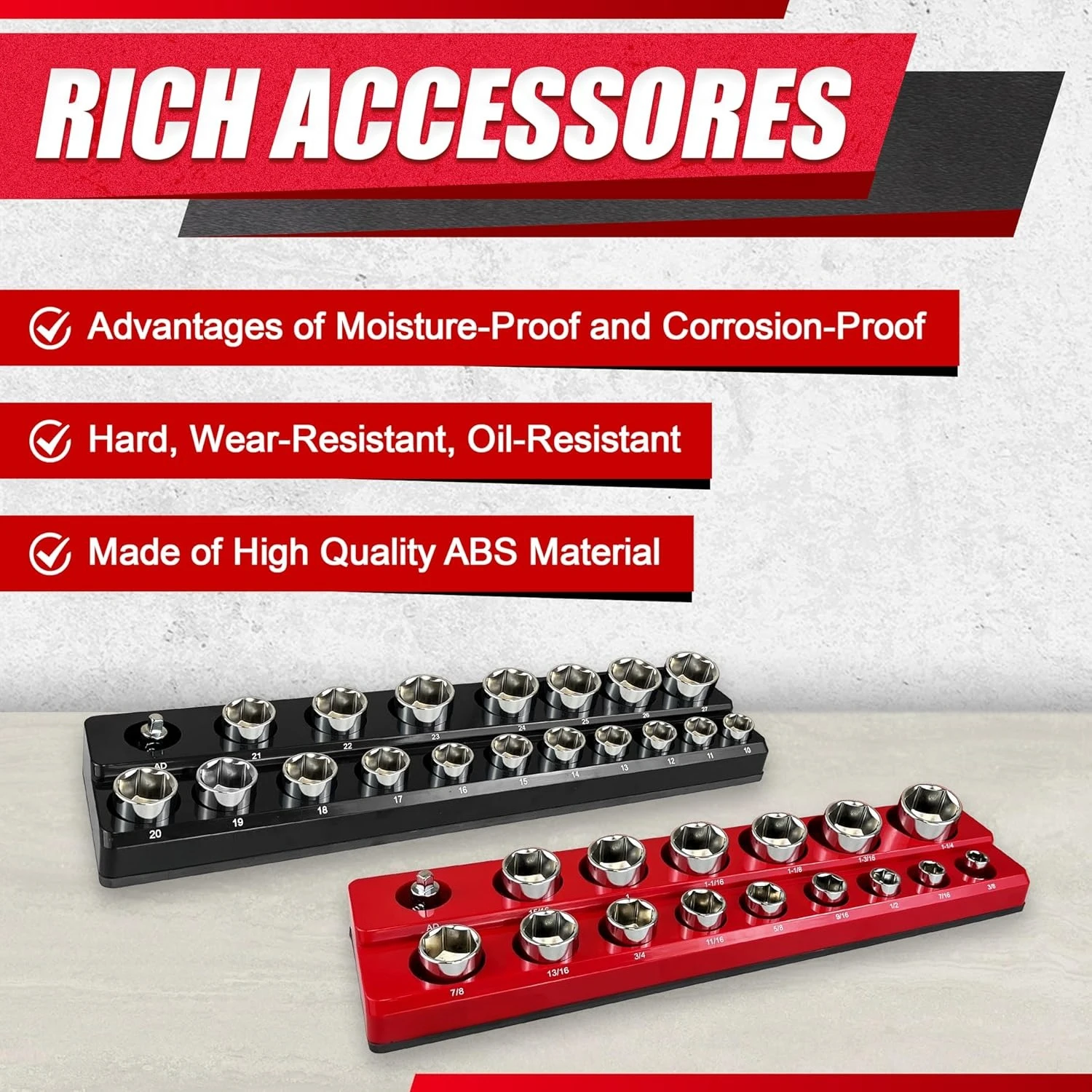 8個入りマグネット式ソケットオーガナイザーセット、1/2インチ、1/4インチ、3/8インチ SAE＆メートル法対応、ディープ＆シャローツールトレイホルダーキット、工場直販