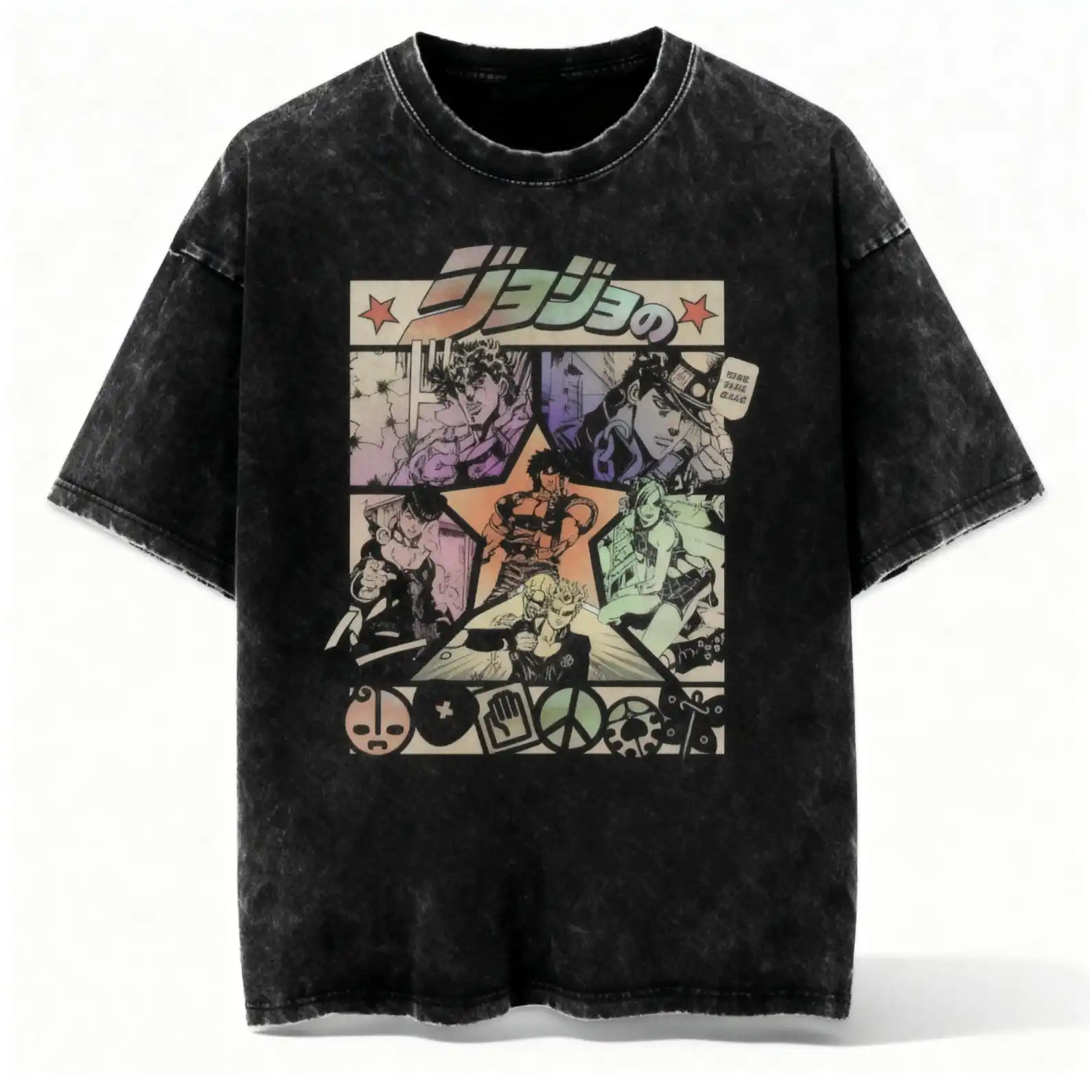 Jojo Bizarre Adventure Anime Graphic T Shirt Manga Tee Japanese Streetwear Wash Shirt Cotton T Shirts Sweatshirt Men Clothing