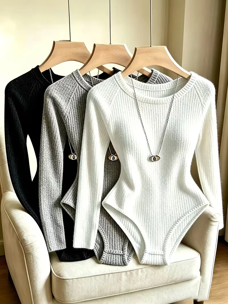 Y2K Ladies Rib Knit Halter Bodysuits 3 Pack Criss Cross Front Hollow Out Contrast Binding Sleeveless Stretchy Skinny Basic Layer