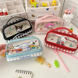 Sanrio Cartoon Hello Kitty astuccio carino Kuromi grande capacità doppio strato multifunzionale portapenne portatile regalo per bambini