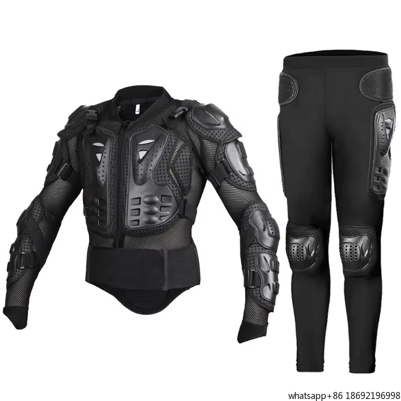 Motorcycle racing armored jacket and trouser set for outdoor safety protection for off-road bike riding