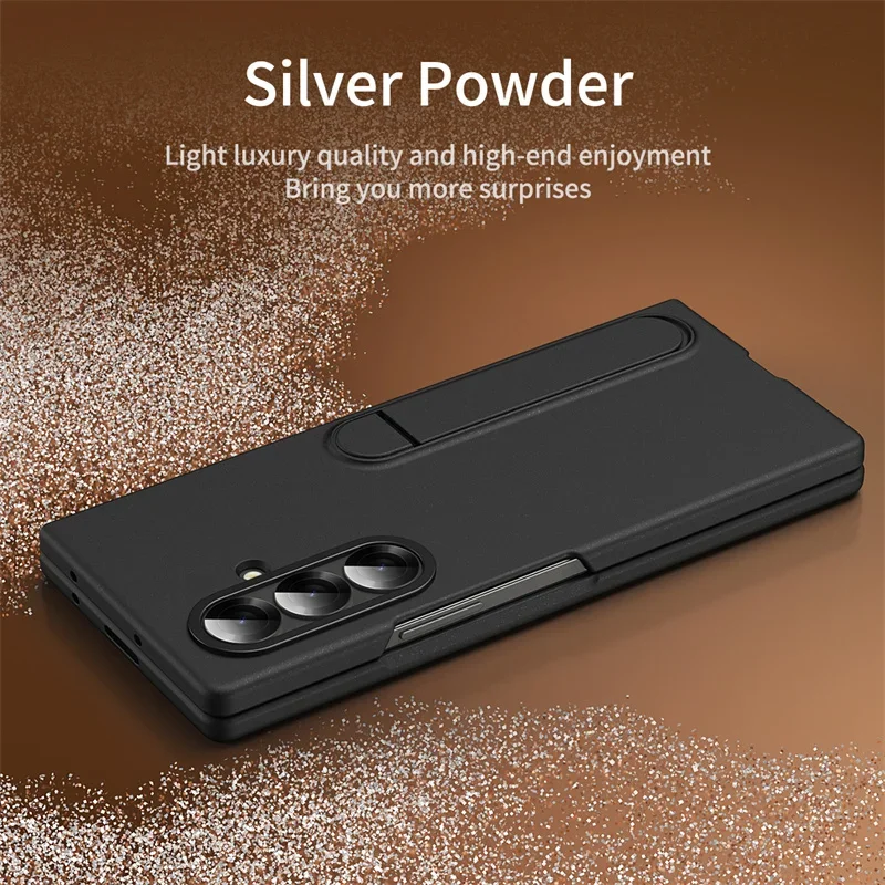 高級感のあるホルダー付きスマホケース、Samsung Galaxy Z Fold 7/6/5/4/3対応、超薄型耐衝撃スキンフィール保護カバー