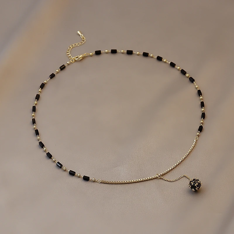 2023 neue Schmuck Für frauen Geheimnisvolle Sexy Schwarz Kristall Zirkon Ball Anhänger Halskette Party Luxus Halskette Mädchen Zubehör – Detail 4