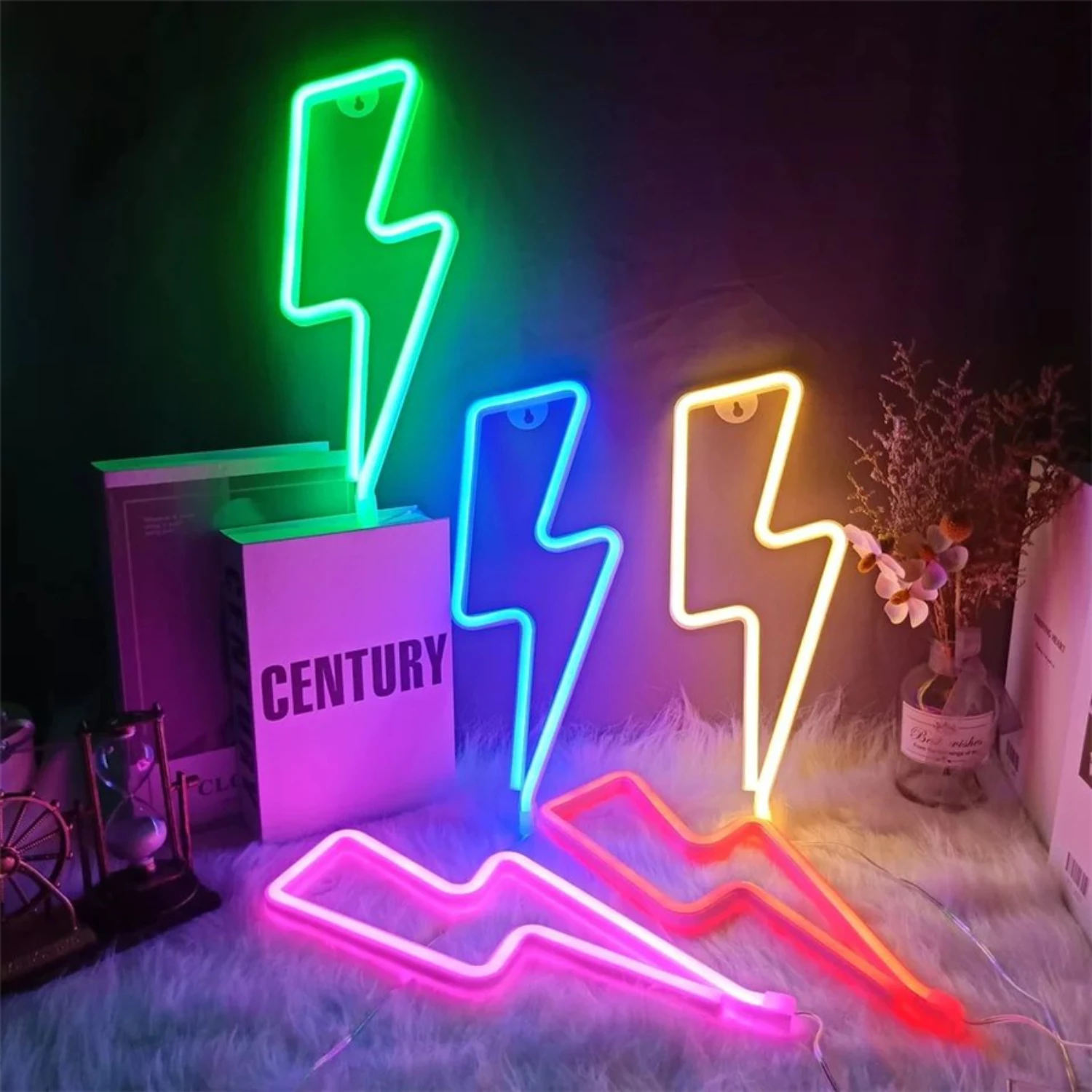 Lightning Shaped Creative LED Neon Wall Light - Perfect Bedroom, Party, Christmas Decor - USB/Battery Operated Fairy Night Light