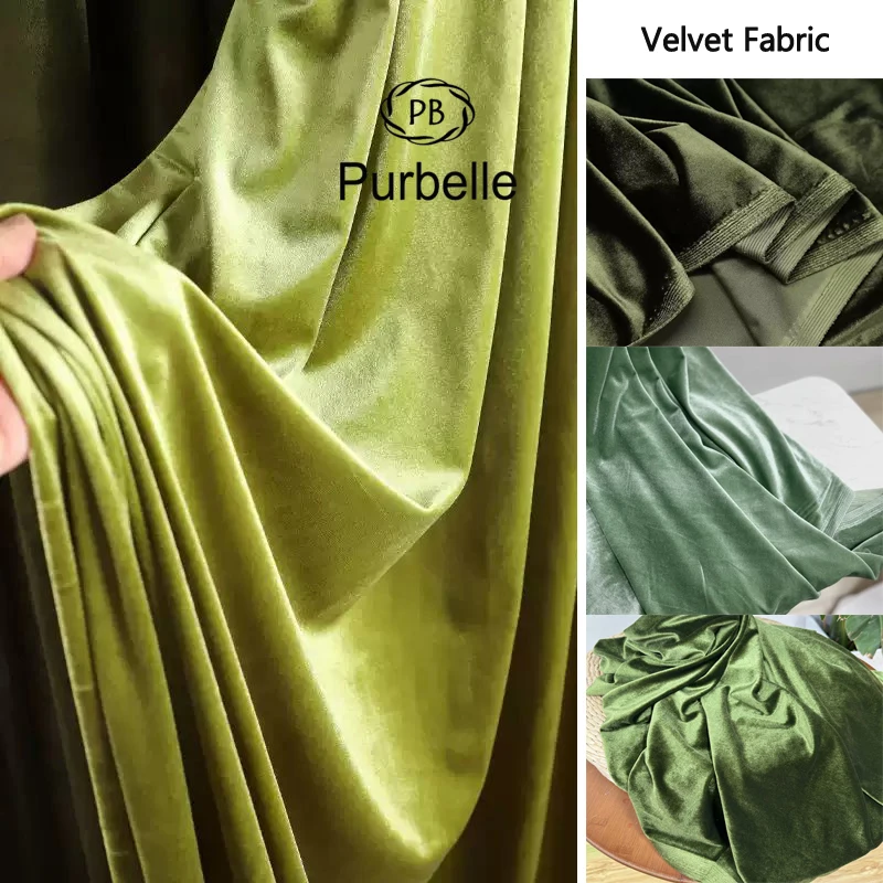 Sage Green Velvet Fabric for Formal Dress Backdrops Wedding Party Decoration Curtain Cloth Drap Handmade Dress DIY Material